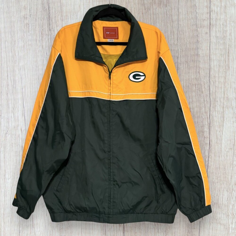 Reebok Green Bay Packers Vintage Y2K Jacket NFL Windbreaker Green Gold Mens XL